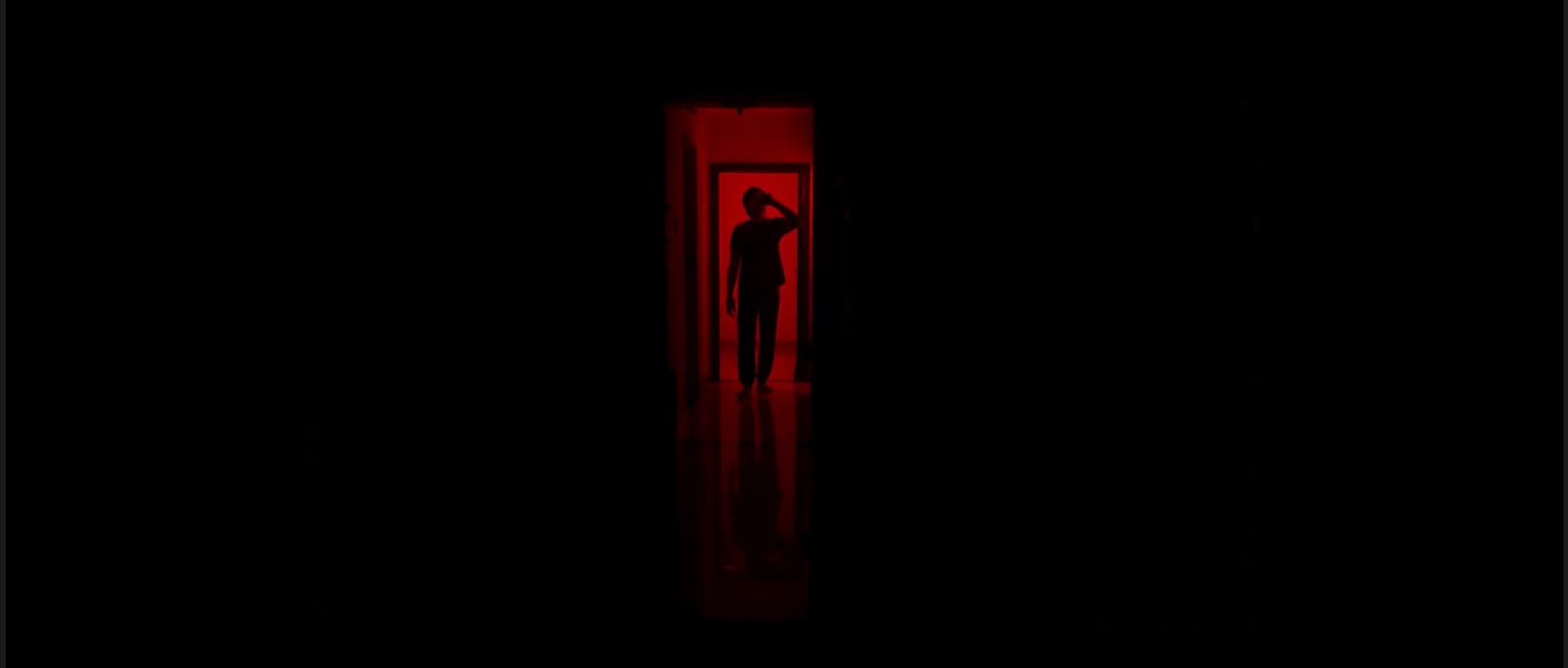 Red corridor silhouette